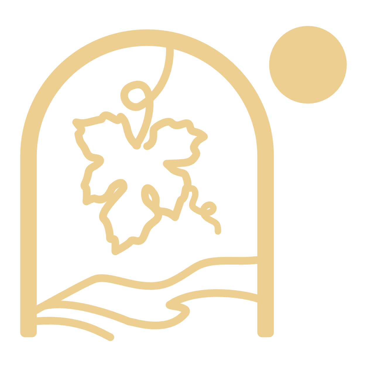 The Vine Table emblem: a vine leaf above a shared table